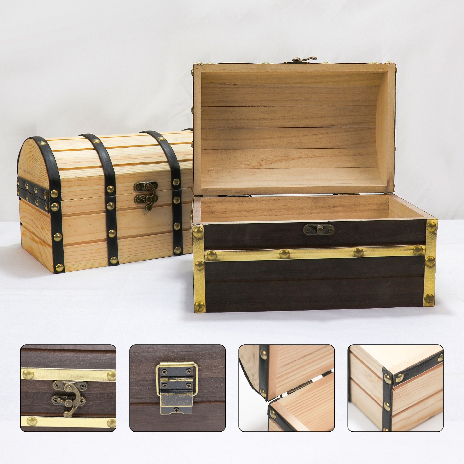 Small Wooden Lockable Home Decoration Europe Pine Wood Storage Box