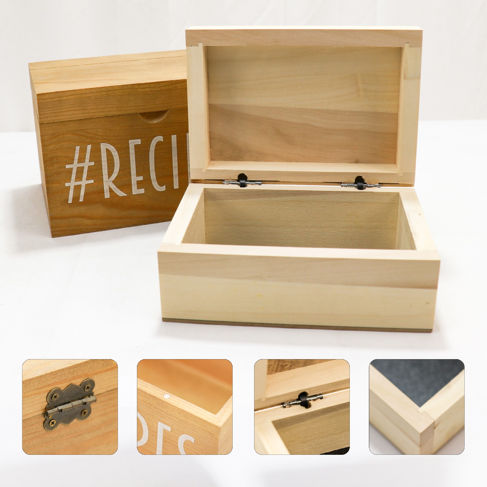 Customized cheap wooden gift recipe card storage box with logo