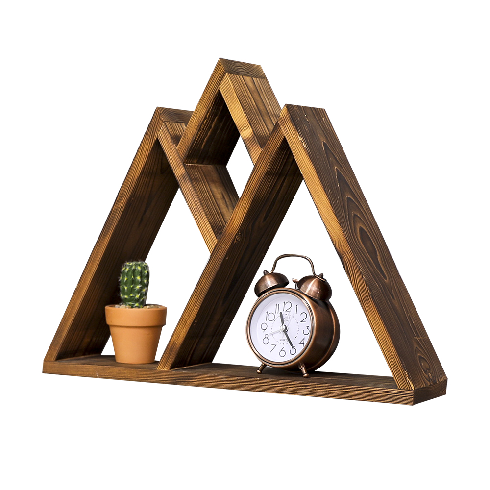 Handmade Wall Mounted Wooden Shelf Mountain Shape Floating Wooden Wall Rack for Home Living Room