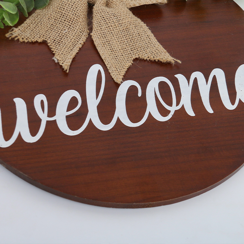 Welcome Sign Front Door Decor Round Wood Wall Decorations for Home Farmhouse