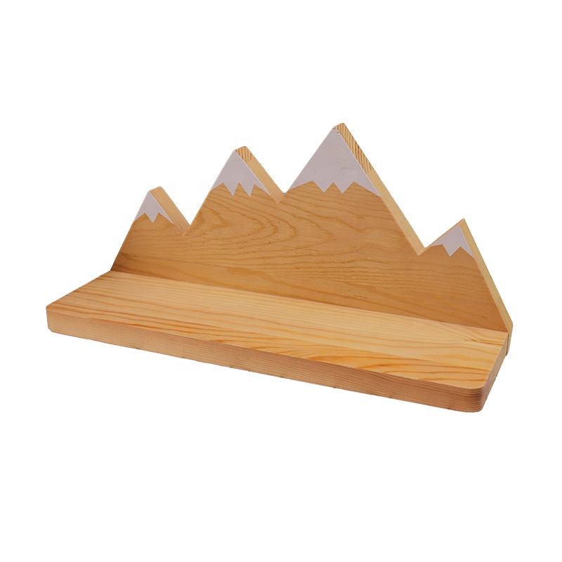 ecorative wooden shelves Factory personalised dno-punch partition storage shelf children's room snow mountain shape shelf