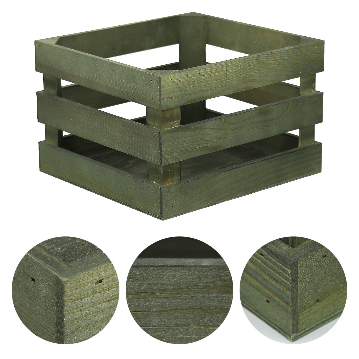 Wooden Nesting Crates with Handle Rustic Wooden Crates Wooden Basket for Vegetable Fruit Home