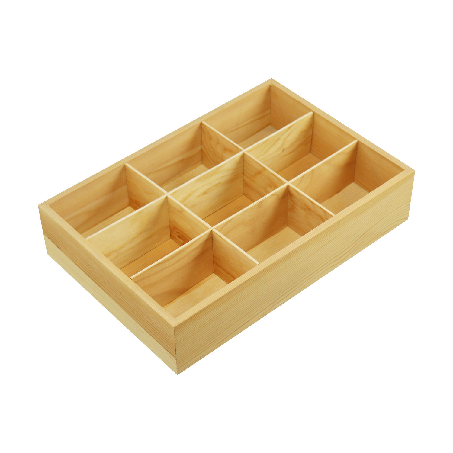 Wooden Crafts Factory Solid Wood Storage Snack Box Tea Bags Tray Pine Wood Divided Coworkers Gifts Serving Case