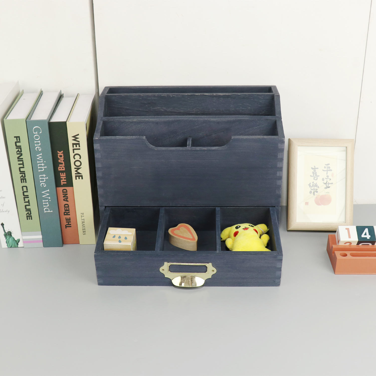 2024 Hot wooden desk file and letter storage box Multi-functional storage box