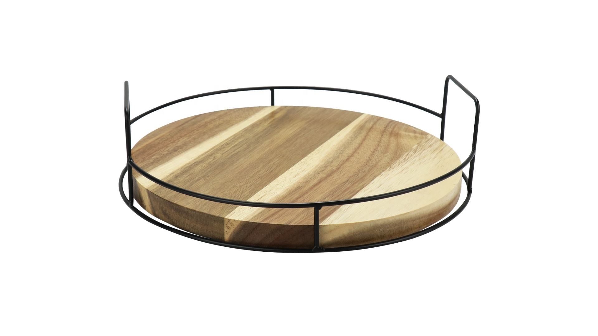 Acacia Wooden round Tray Restaurant Cafe Service Tray Personalised colour size material available