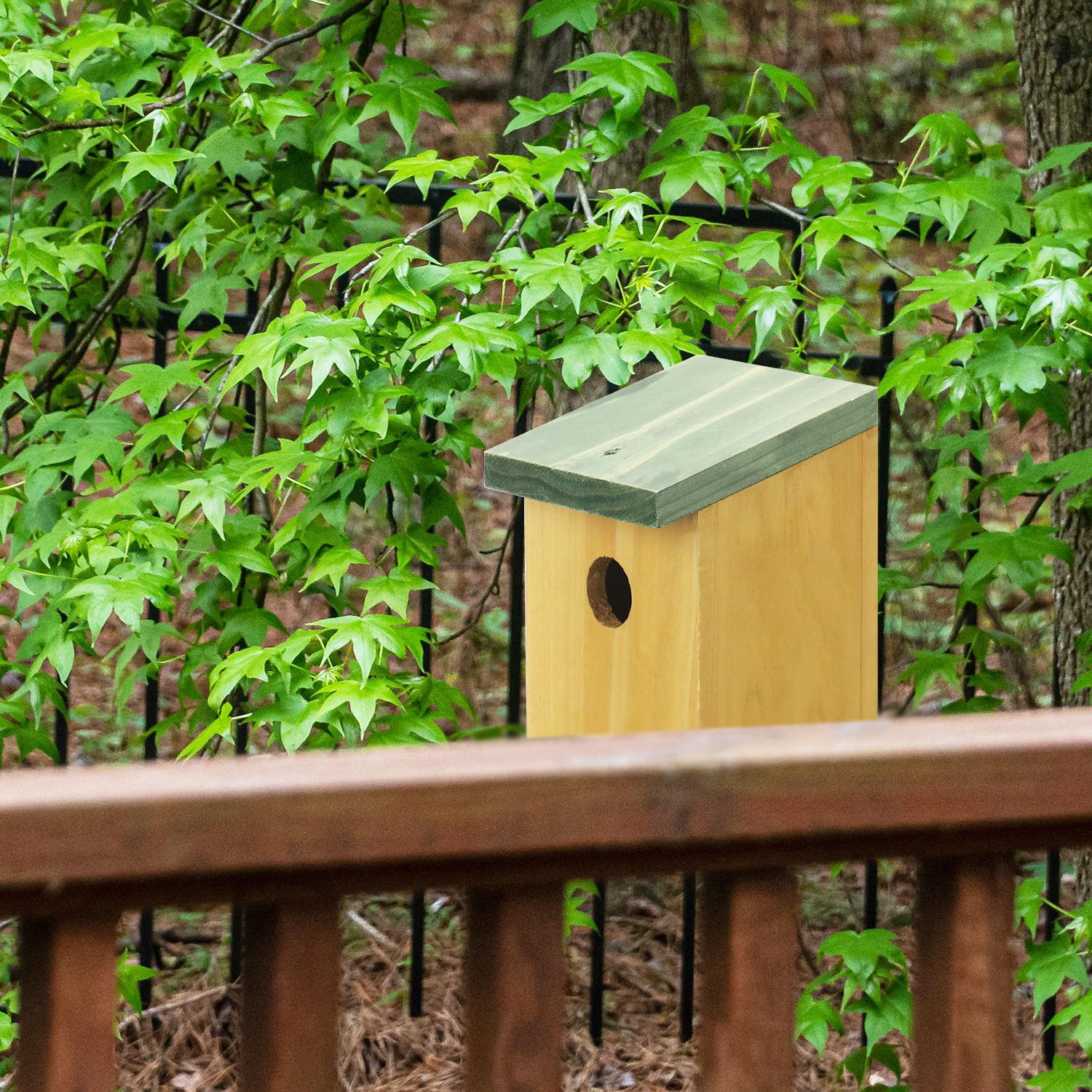 Wooden bird house Outdoor bird house House shape bird cage Garden decorated