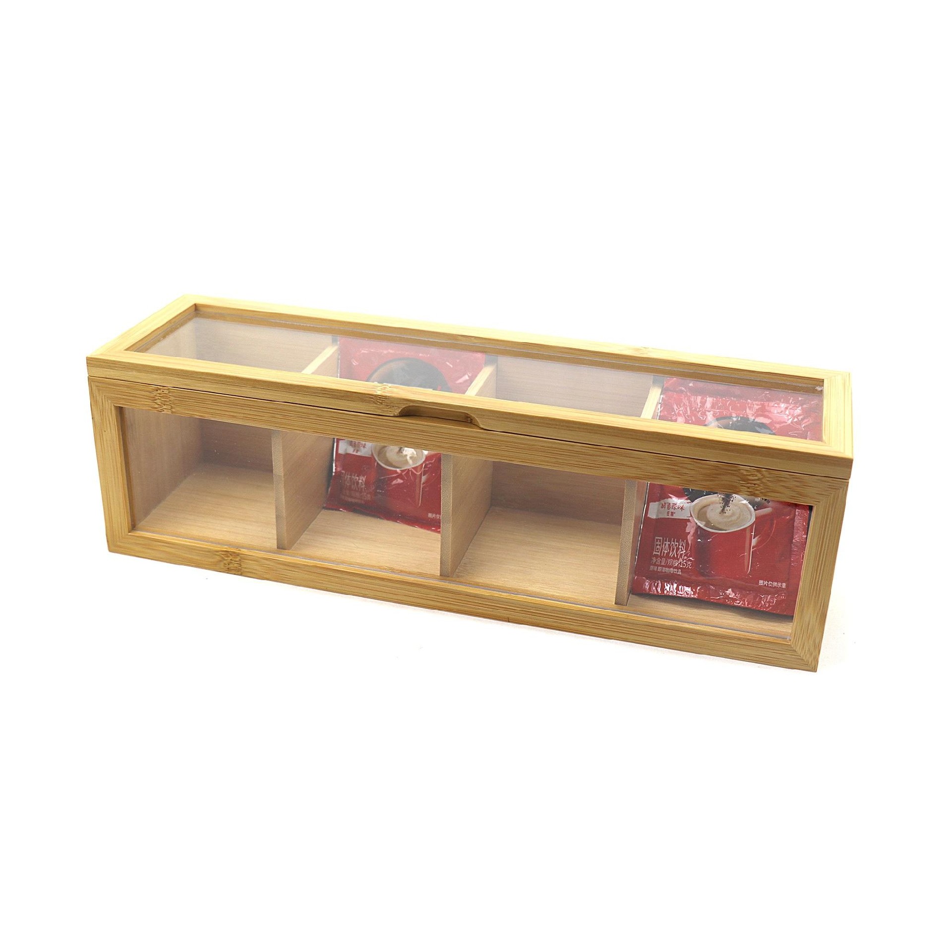 Acrylic wooden tea box packaging tea bamboo tea bag packaging box condiment container