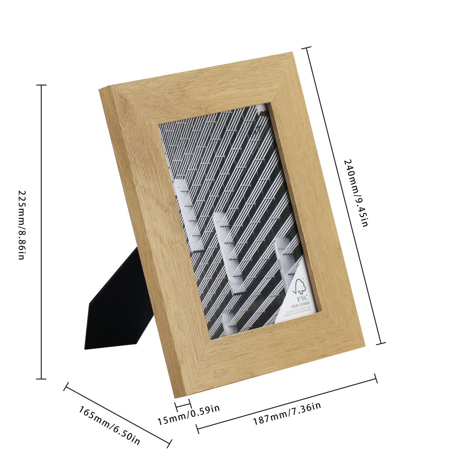 FSC&BSCI Picture Frames 5x7 with Real Glass, Solid Wood 5x7 Photo Frame for Table Top Display or Wall Mounted