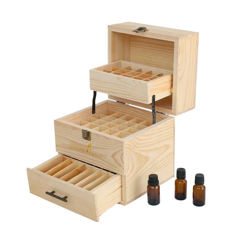 wooden box Factory custom personalised original colour large capacity multifunctional wooden essential oil storage box