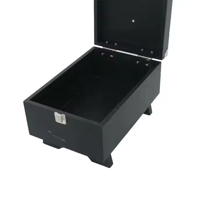 Factory Custom Creative Large Capacity Black Wooden Shoe Box with Lock Shoe Polish Shoe Brush Storage Box Wooden Box