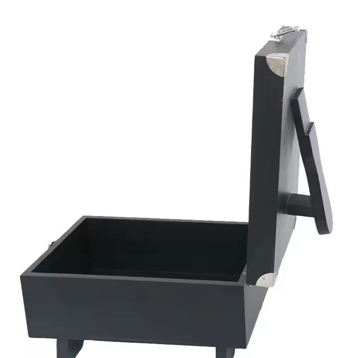 Factory Custom Creative Large Capacity Black Wooden Shoe Box with Lock Shoe Polish Shoe Brush Storage Box Wooden Box